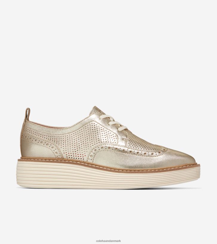 Cole Haan originalgrand platform vingespids oxford guld talkum-elfenben PPZZ2D164 Kvinder fodtøj