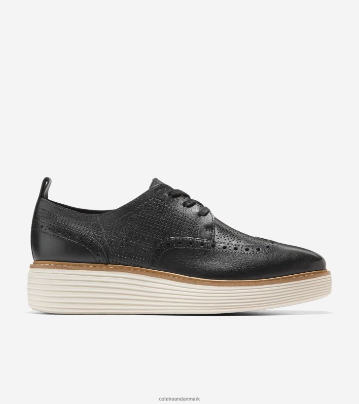 Cole Haan originalgrand platform vingespids oxford sort-elfenben PPZZ2D166 Kvinder fodtøj