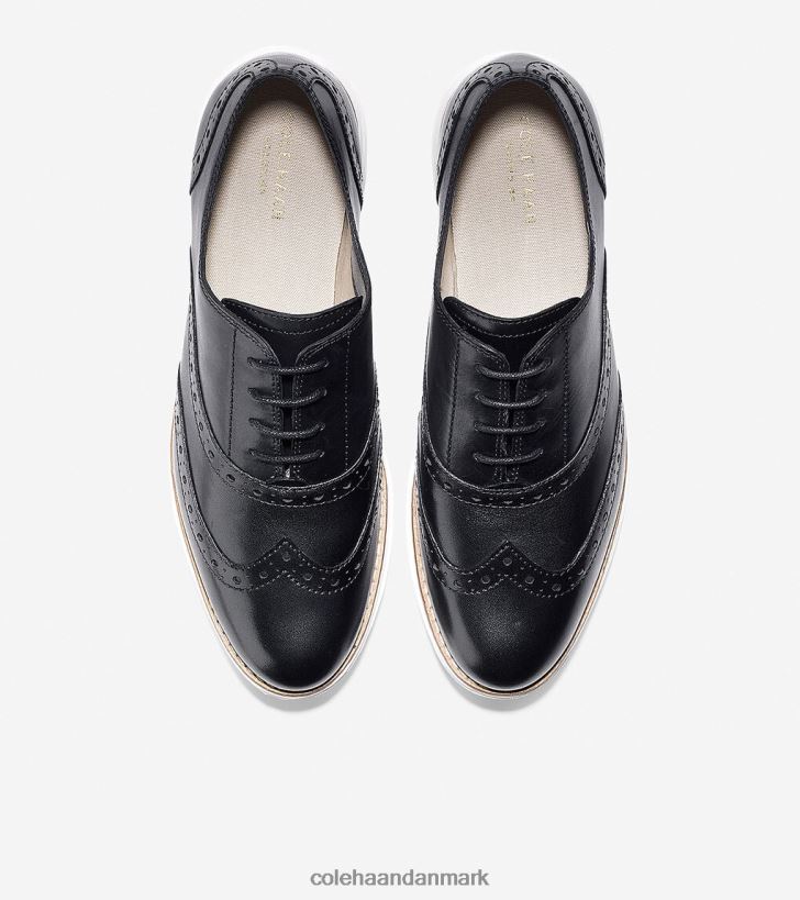 Cole Haan originalgrand vingespids oxford sort-optisk hvid PPZZ2D232 Kvinder fodtøj