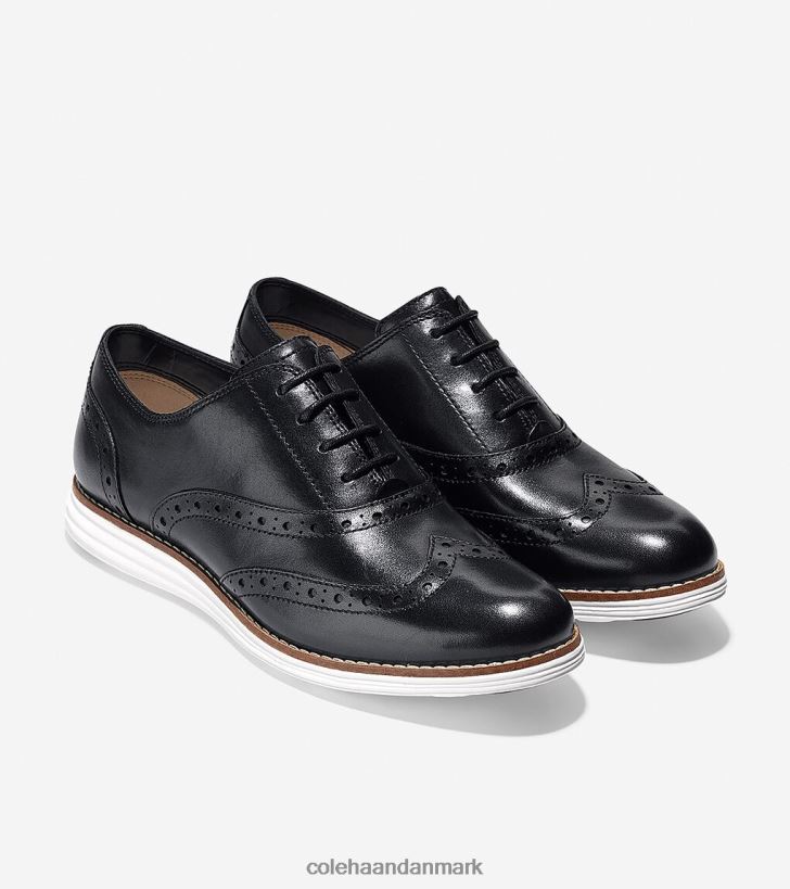 Cole Haan originalgrand vingespids oxford sort-optisk hvid PPZZ2D232 Kvinder fodtøj