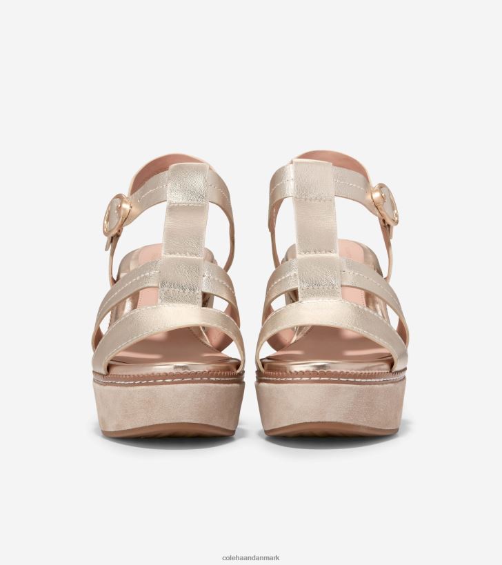 Cole Haan cloudfeel heldags kilesandal guld læder PPZZ2D190 Kvinder fodtøj
