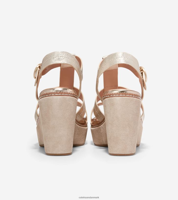Cole Haan cloudfeel heldags kilesandal guld læder PPZZ2D190 Kvinder fodtøj