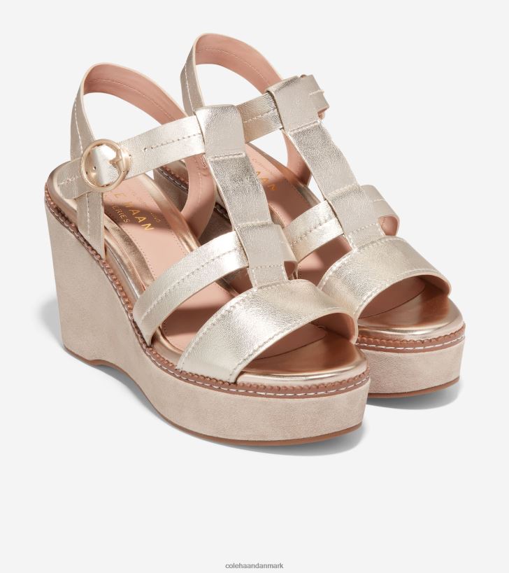 Cole Haan cloudfeel heldags kilesandal guld læder PPZZ2D190 Kvinder fodtøj