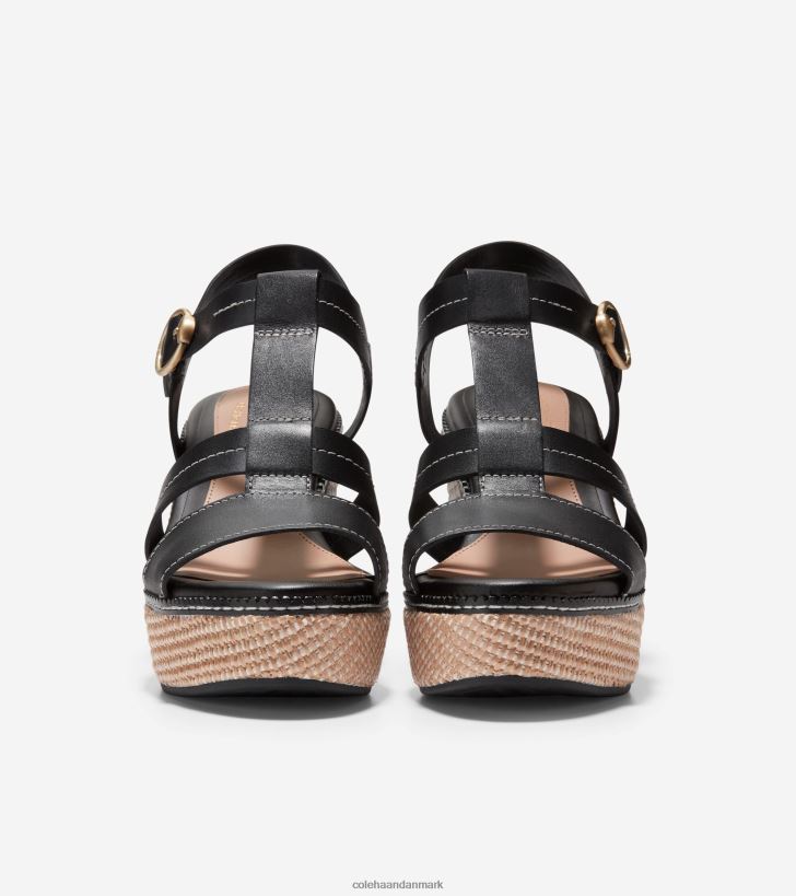 Cole Haan cloudfeel heldags kilesandal sort læder PPZZ2D189 Kvinder fodtøj