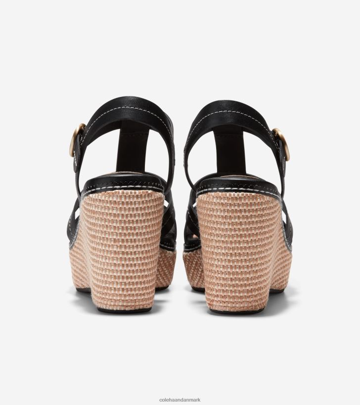 Cole Haan cloudfeel heldags kilesandal sort læder PPZZ2D189 Kvinder fodtøj
