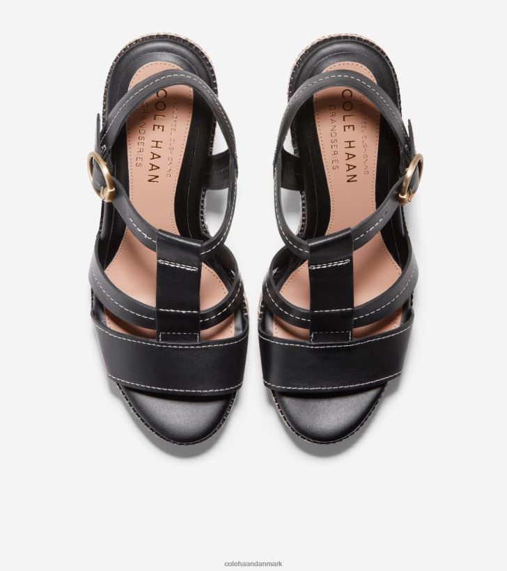 Cole Haan cloudfeel heldags kilesandal sort læder PPZZ2D189 Kvinder fodtøj