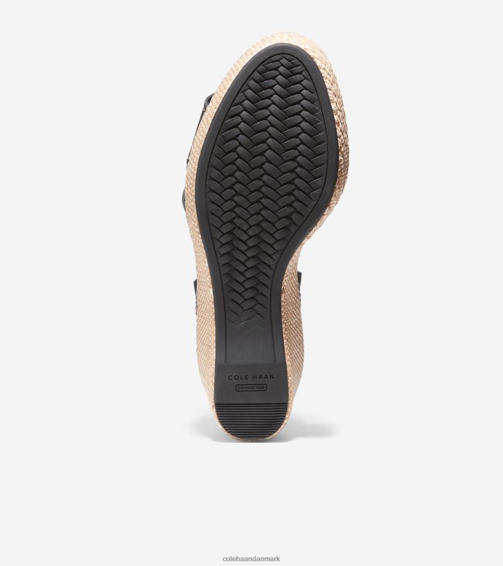 Cole Haan cloudfeel heldags kilesandal sort læder PPZZ2D189 Kvinder fodtøj