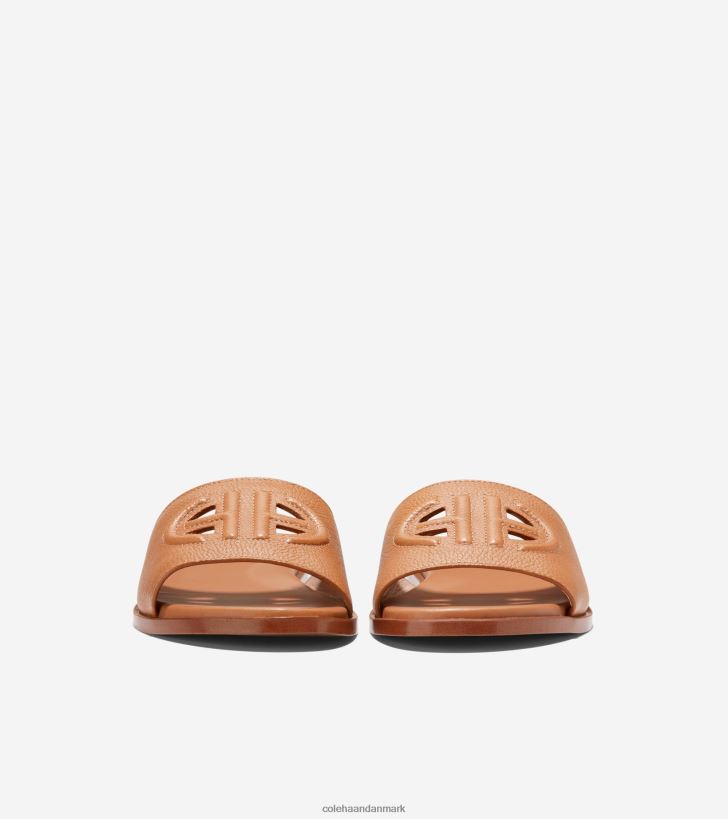 Cole Haan flynn logo glidesandaler pecan læder PPZZ2D62 Kvinder fodtøj
