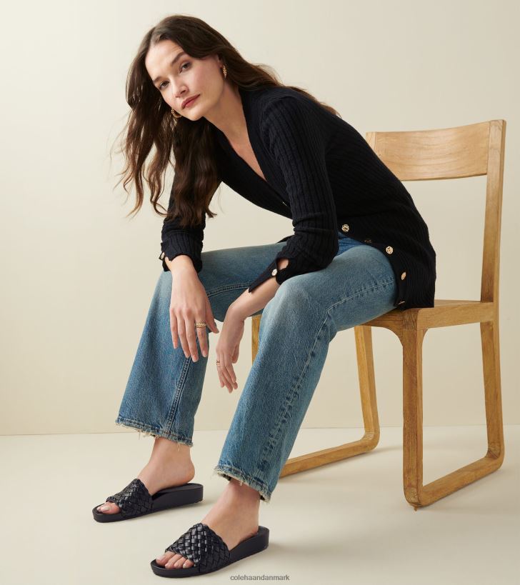 Cole Haan mojave glidesandaler sort læder PPZZ2D50 Kvinder fodtøj