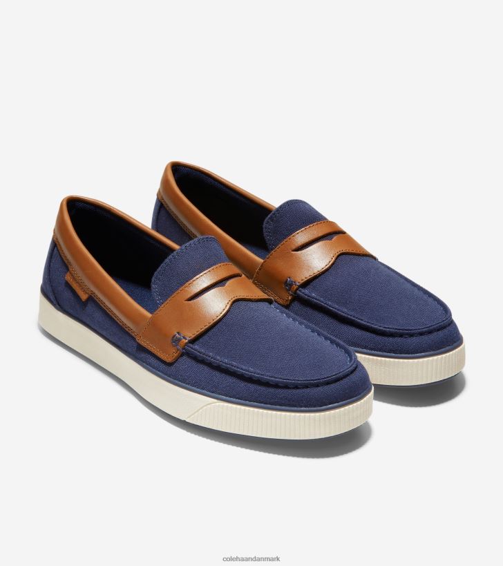 Cole Haan nantucket penny loafer marineblå tekstil-tan PPZZ2D352 Mænd fodtøj