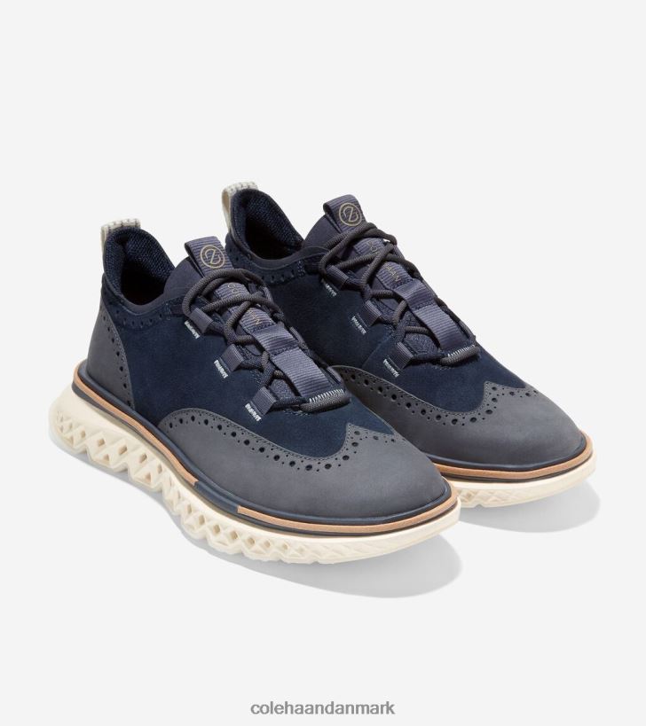 Cole Haan 5.zerogrand vingespids oxford marineblå blazer-elfenben PPZZ2D300 Mænd fodtøj