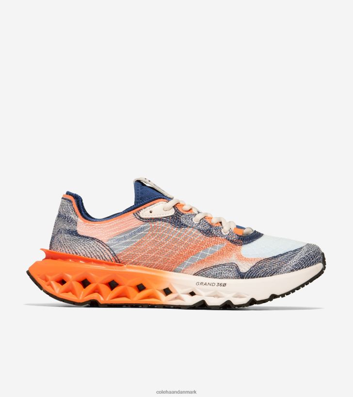 Cole Haan 5.zerogrand embrostitch løbesko fenrik blå-nektarin-elfenben PPZZ2D460 Mænd fodtøj