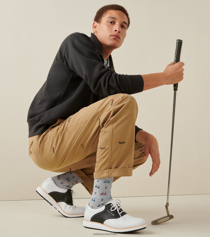 Cole Haan original grand sadel golfsko hvid-sort krokodilletryk PPZZ2D470 Mænd fodtøj