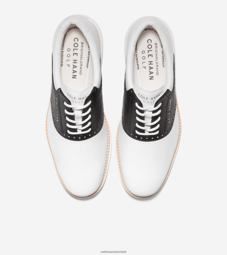 Cole Haan original grand sadel golfsko hvid-sort krokodilletryk PPZZ2D470 Mænd fodtøj